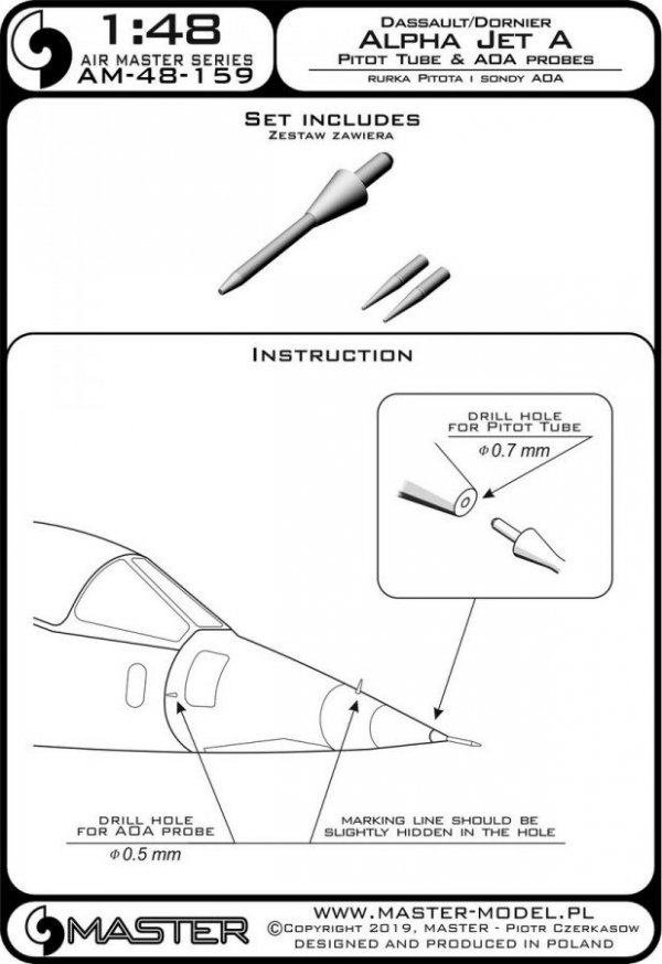 Master AM-48-159 Alpha Jet A - Rurka Pitota oraz sondy Angle Of Attack 1/48
