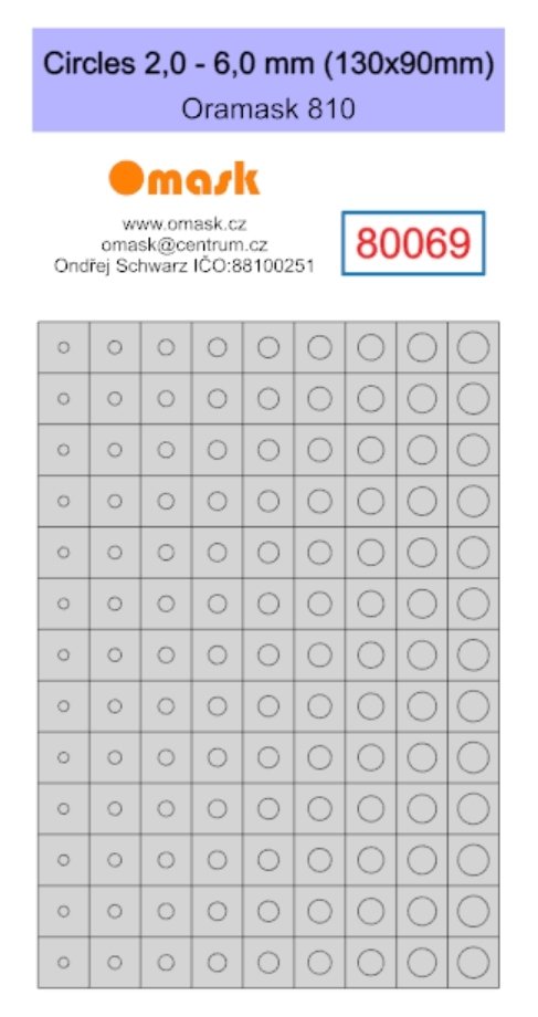 Omask 80069 Circles 2,0-6,0 mm (130x90mm) Oramask foil