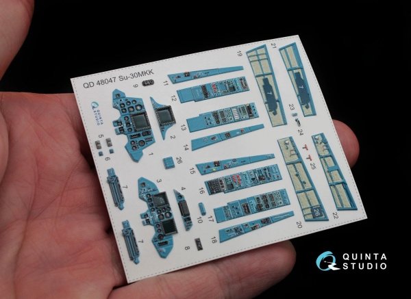 Quinta Studio QD48047 Su-30MKK 3D-Printed &amp; coloured Interior on decal paper (for HobbyBoss kit) 1/48
