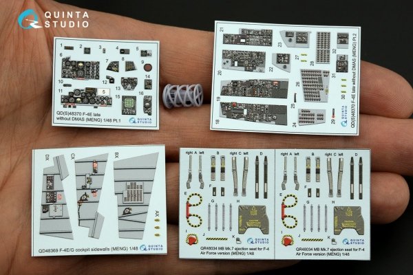Quinta Studio QD+48370 F-4E late without DMAS 3D-Printed &amp; coloured Interior on decal paper (Meng) (with 3D-printed resin parts) 1/48