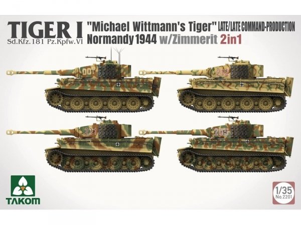 Takom 2201 Tiger I Late Production w/zimmerit Normandy 1944 Sd.Kfz. 181 Pz.Kpfw. VI Ausf. E &quot;Michael Wittmann's Tiger&quot;(Late/Late Command) 1/35