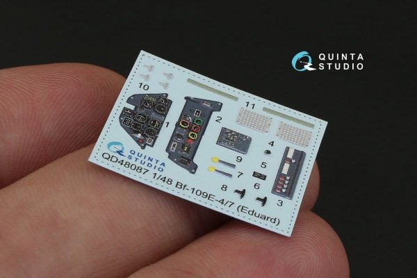 Quinta Studio QD48087 Bf 109E-4/E-7 3D-Printed &amp; coloured Interior on decal paper (for Eduard kit) 1/48