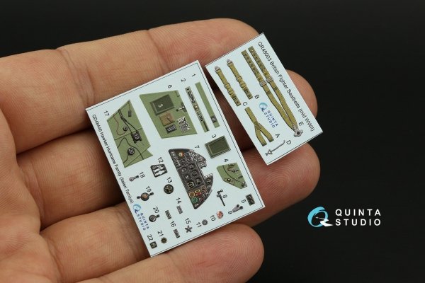 Quinta Studio QD48446 Hurricane family 3D-Printed coloured Interior on decal paper (Italeri/Tamiya) 1/48