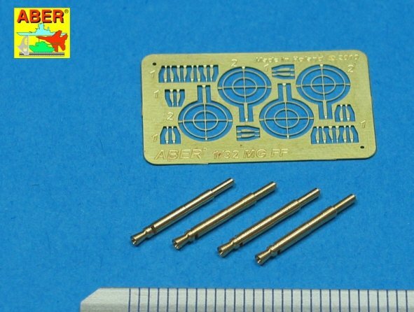 Aber A32008 Set of 4 barrels for German Oerlikon 20mm aircraft machine guns MG FF with sights (1:32)