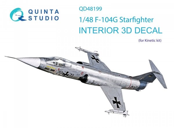 Quinta Studio QD48199 F-104G 3D-Printed &amp; coloured Interior on decal paper (Kinetic) 1/48