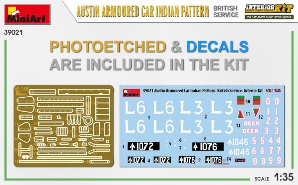Miniart 39021 AUSTIN ARMOURED CAR INDIAN PATTERN. BRITISH SERVICE. INTERIOR KIT 1/35