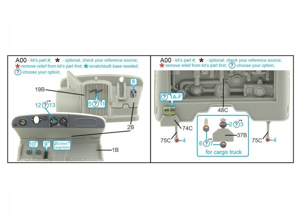Quinta Studio QD48294 Opel Blitz family 3D-Printed &amp; coloured Interior on decal paper (Tamiya/Italeri) 1/48
