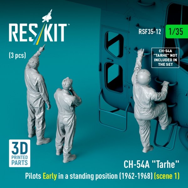 RESKIT RSF35-0012 CH-54A &quot;Tarhe&quot; pilots Early in a standing position (1962-1968) (scene 1) (3 pcs) (3D Printed) 1/35