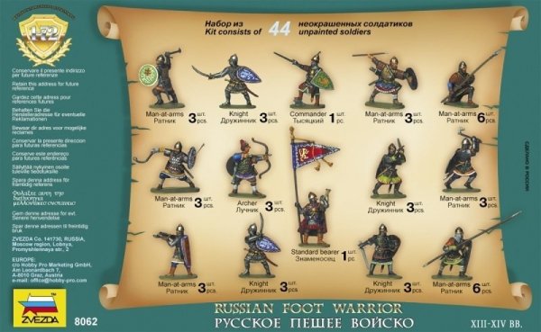 Zvezda 8062 Russian Foot Warriors XIII-XIV centuries AD 1/72