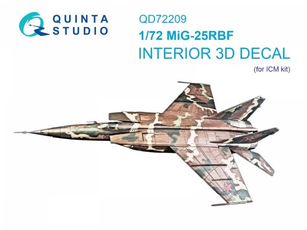 Quinta Studio QD72209 MiG-25RBF 3D-Printed &amp; coloured Interior on decal paper (ICM) 1/72