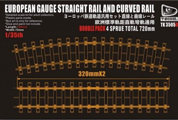 T-Model TK3505D European Gauge Straight Rail and Curved Rail 720mm 1/35