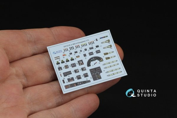Quinta Studio QD72218 Ju 88A-4 3D-Printed &amp; coloured Interior on decal paper (Hasegawa) 1/72