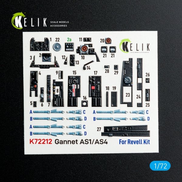 Kelik K72212 Gannet AS1/AS4 - interior 3D decals for Revell kit (1/72)