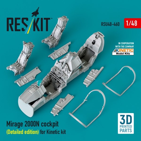 RESKIT RSU48-0460 Mirage 2000N cockpit (Detailed edition) for Kinetic kit (3D Printed) 1/48