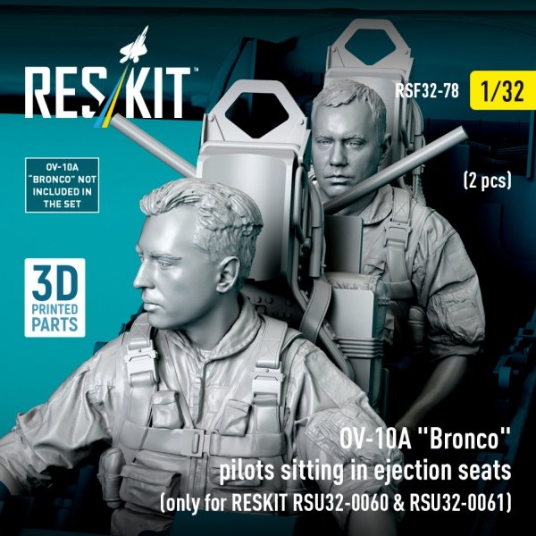 RESKIT RSF32-0078 OV-10A &quot;Bronco&quot; pilots sitting in ejection seats (2 pcs) (only for RESKIT RSU32-0060 &amp; RSU32-0061) (3D Printed) 1/32