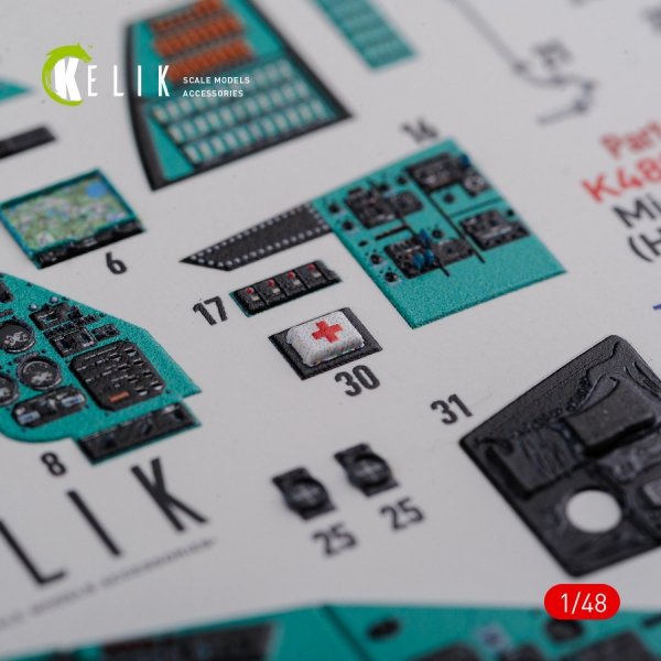 KELIK K48092 Mi-24D (Hind-D) interior 3D decals for Trumpeter kit 1/48