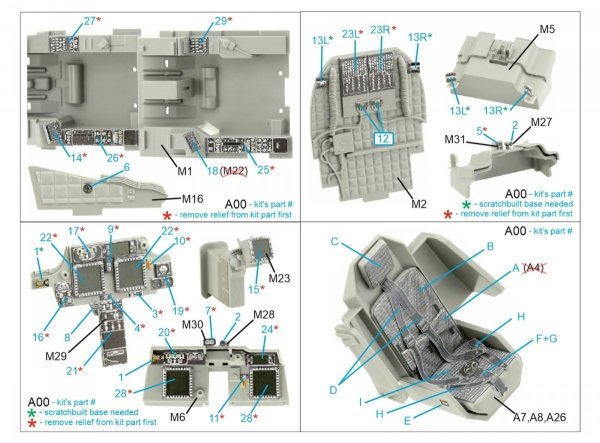 Quinta Studio QD35099 AH-64E 3D-Printed &amp; coloured Interior on decal paper (Takom) 1/35