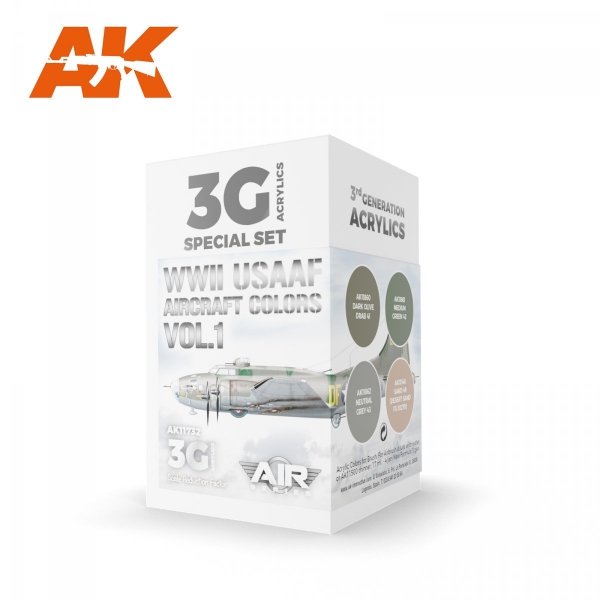 AK Interactive AK11732 WWII USAAF AIRCRAFT COLORS VOL.1 3x17 ml