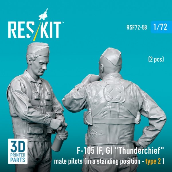 RESKIT RSF72-0058 F-105 (F, G) "Thunderchief" male pilots (in a standing position - type 2 ) (2 pcs) (3D Printed) (1/72)