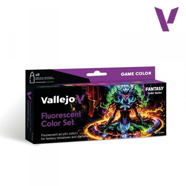Vallejo 72214 Game Color - Fluorescent Color Set - Fantasy Color Series (8 x 18 ml)