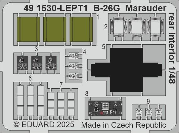Eduard 491530 B-26G Marauder rear interior ICM 1/48
