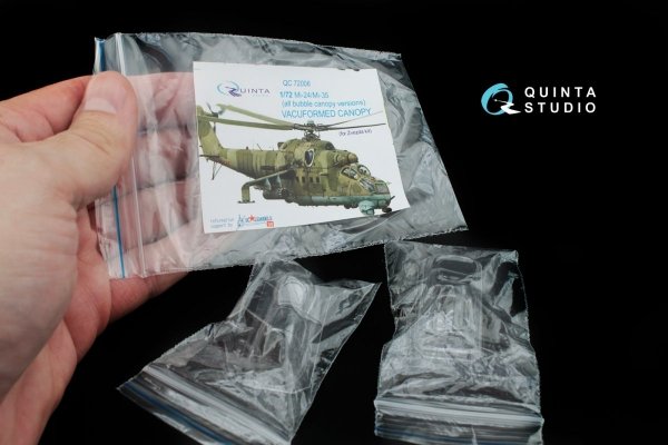 Quinta Studio QC72006 Mi-24/35 all bubble-version vacuformed clear canopy (for Zvezda kit) 1/72