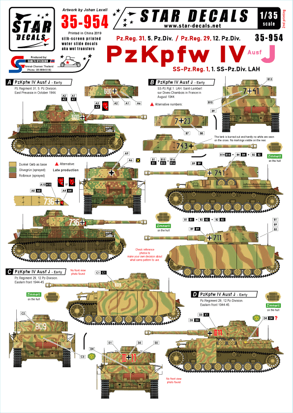 Star Decals 35-954 PzKpfw IV Ausf J 1/35