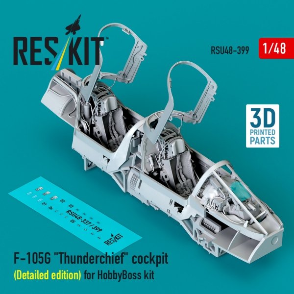 RESKIT RSU48-0399 F-105G "Thunderchief" cockpit (Detailed edition) for HobbyBoss kit (3D Printed) (1/48)