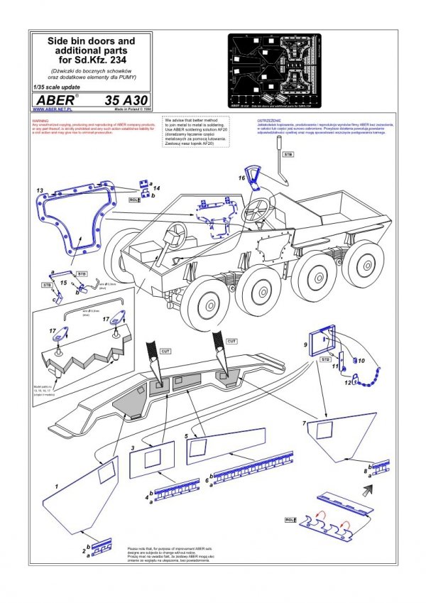 Aber 35A030 Dźwiczki do bocznych schowków do Pumy (Sd.Kfz.234) (1:35)