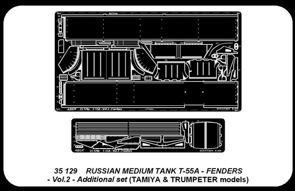 Aber 35129 Blotniki do radzieckiego czolgu sredniego T-55A cz.2 zestaw dodatkowy (TAM,TRU) (1:35)