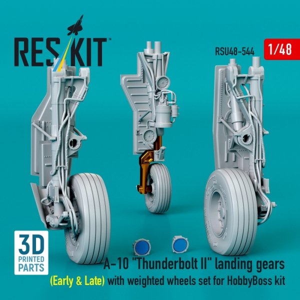 RESKIT RSU48-0544 A-10 "Thunderbolt II" landing gears (Early &amp; Late) with weighted wheels set for HobbyBoss kit (Metal+3D Printed) 1/48