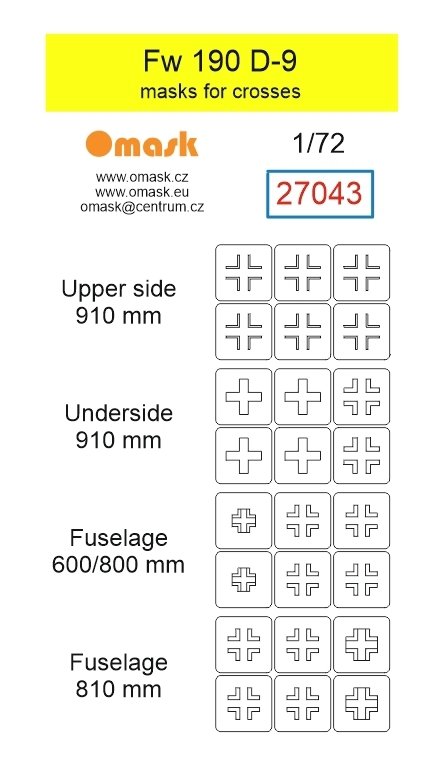Omask 27043 Fw 190 D-9 masks for crosses 1/72