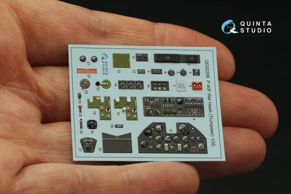Quinta Studio QD32208 P-40F WarHawk 3D-Printed coloured Interior on decal paper (Trumpeter) 1/32