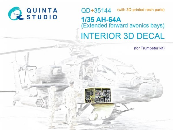 Quinta Studio QD+35144 AH-64A forward avionics bays 3D-Printed &amp; coloured Interior on decal paper (Trumpeter) (with 3D-printed resin parts) 1/35