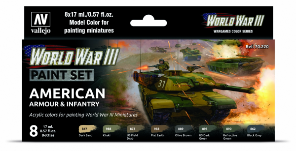 Vallejo 70220 WWIII American Armour &amp; Infantry 8x17ml