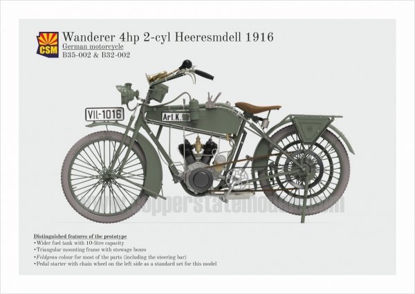 Copper State Models B32-002 Wanderer 4PS 1916 Motorcycle 1/32