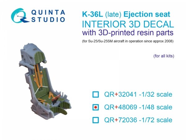 Quinta Studio QR+48069 K-36L (late) ejection seat (for Su-25/Su-25SM aircraft since 2008) (All kits) 1/48