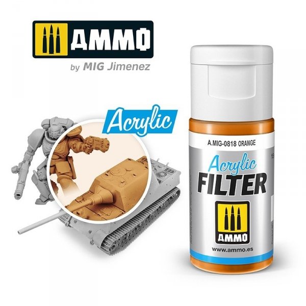 Ammo of Mig 0818 ACRYLIC FILTER Orange 15 ml