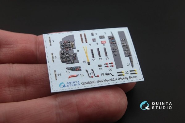 Quinta Studio QD48089 Me-262A 3D-Printed &amp; coloured Interior on decal paper (for HobbyBoss kit) 1/48