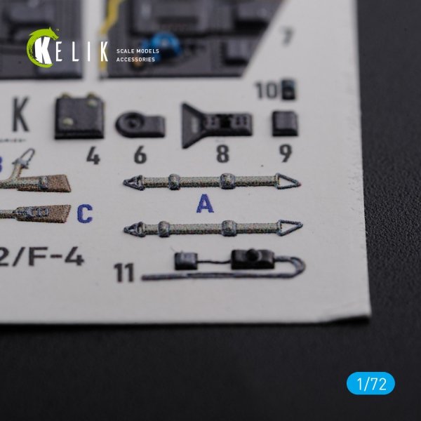 KELIK K72123 BF109-F2/F4 interior 3D decals for Fine Molds kit 1/72