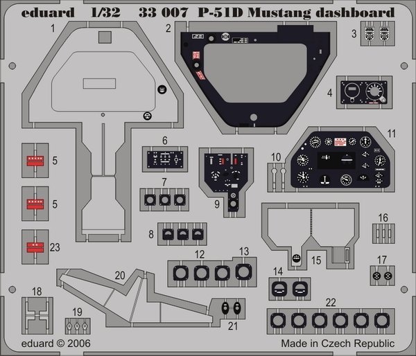 Eduard 33007 P-51D dashboard  HASEGAWA 1/32