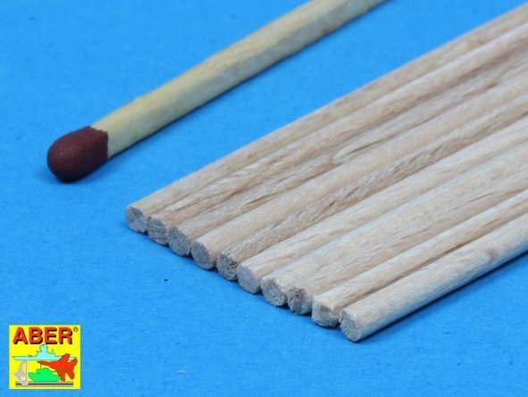 Aber WR2 Wood round rods 2,00 mm lenght 250 mm x 10 pcs.