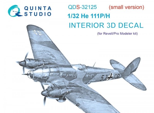 Quinta Studio QDS-32125 He 111 P/H 3D-Printed &amp; coloured Interior on decal paper (Revell/ProModeler) (small version) 1/32