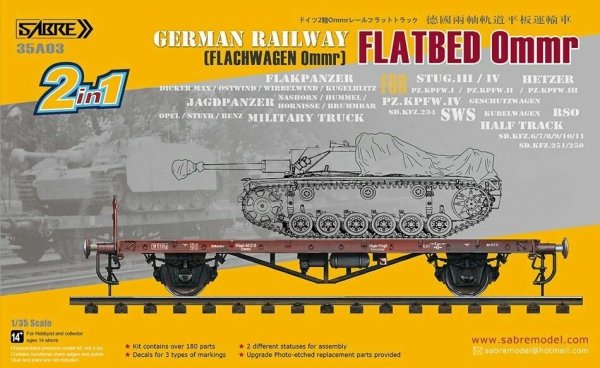 Sabre 35A03 German Railway Flatbed Ommr 1/35