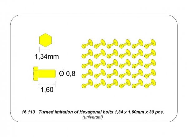 Aber 16113 Turned Hexagonal bolts (1,34x1,60mm) x 30 pcs