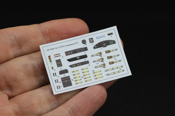 Quinta Studio QD72081 He 111 P/H 3D-Printed &amp; coloured Interior on decal paper (Hasegawa) 1/72