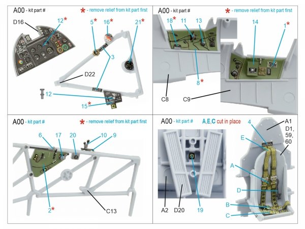 Quinta Studio QD48287 Hawker Hurricane family 3D-Printed &amp; coloured Interior on decal paper (Airfix) 1/48