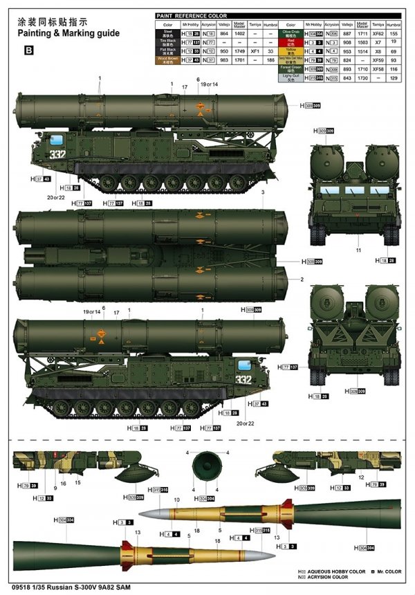 Trumpeter 09518 Russian S-300V 9A82 SAM 1/35