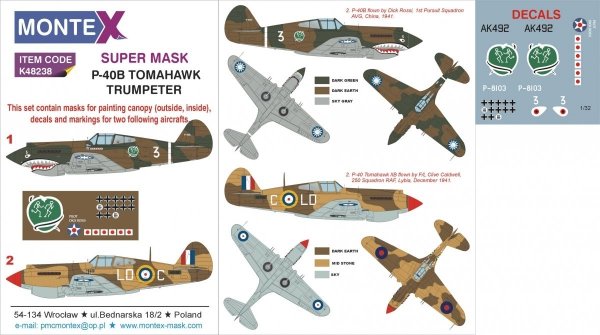 Montex K48238 P-40B 1/48