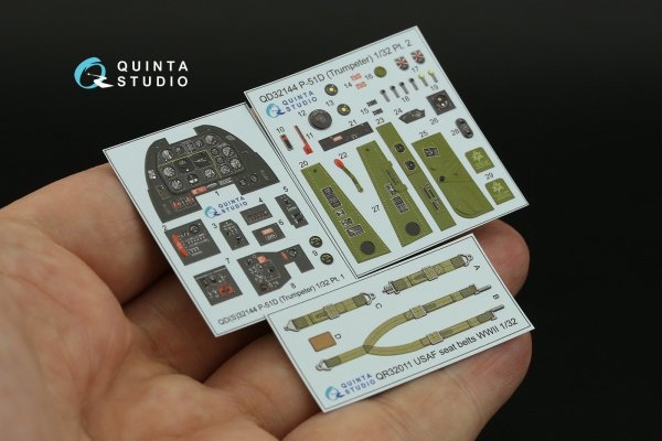 Quinta Studio QD32144 P-51D Mustang 3D-Printed &amp; coloured Interior on decal paper (Trumpeter) 1/32